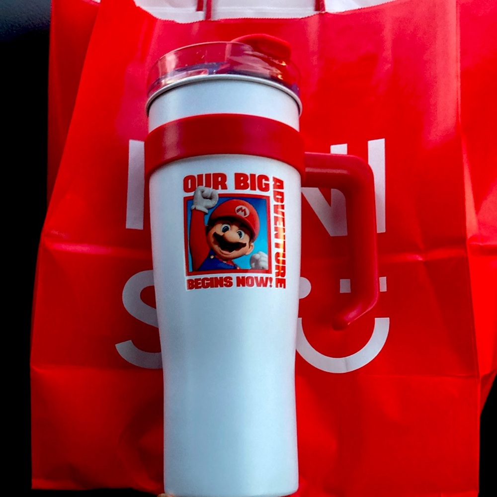Adventure Themed Red and White Travel Mug